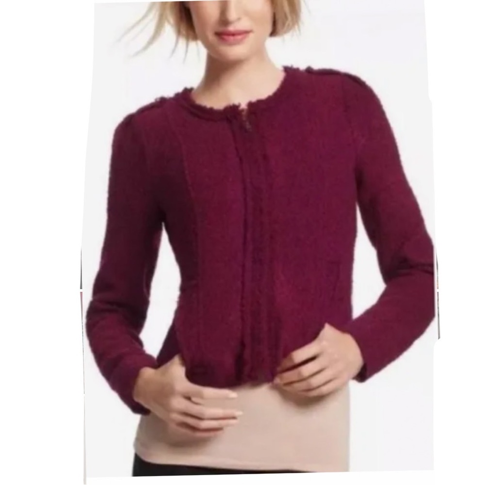 CAbi 530 Brit Boucle Merlot Zip Front Jacket